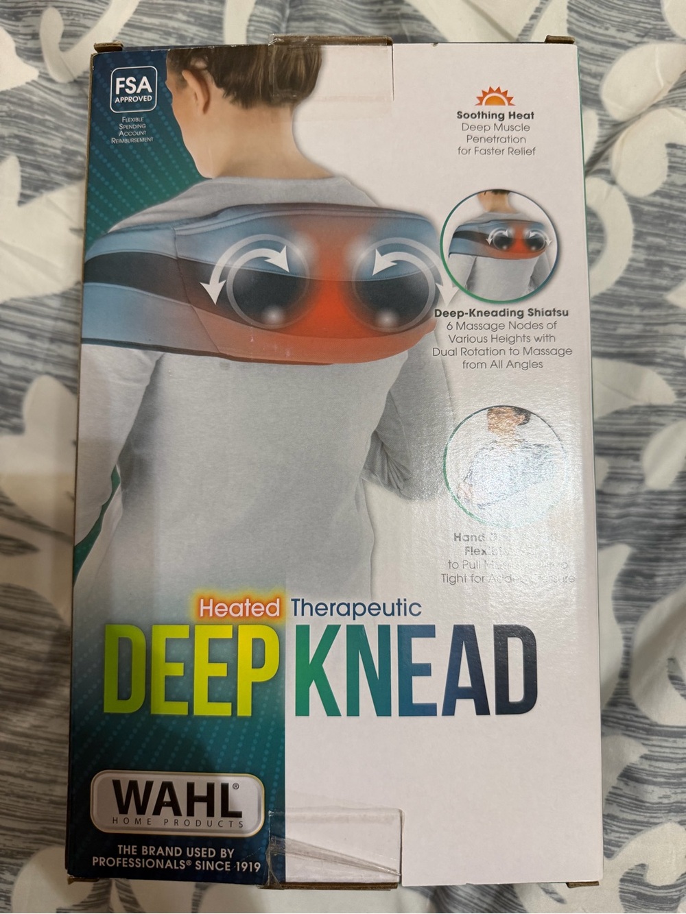 Wahl Deep-Knead Heated Massager in Gray with Teal Accents